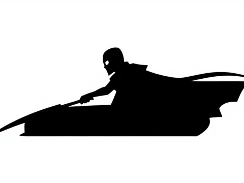 Minimalist Grim Reaper Silhouette in Livery Style