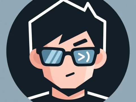 Minimalist Hacker Avatar with Code Symbol Glasses