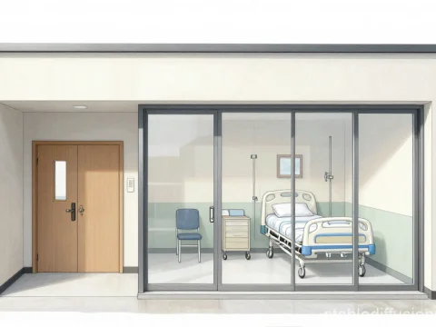 Minimalist Hospital Room with Glass Entrance