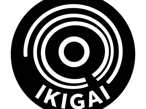 Minimalist Ikigai Logo in Black and White