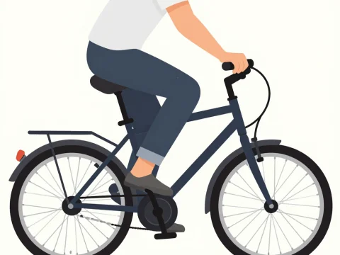 Minimalist Illustration of a Person Riding a Bicycle