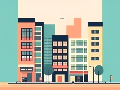 Minimalist Illustration of Modern City Street
