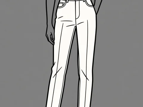 Minimalist Illustration of Straight Silhouette Pants