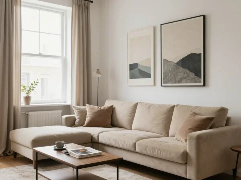 Minimalist Industrial Living Room with Neutral Tones