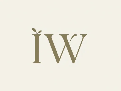 Minimalist IW Monogram Logo with Leaf Accents