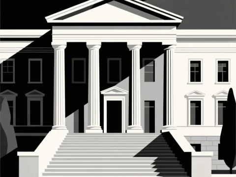 Minimalist Justice Palace with Classical Columns