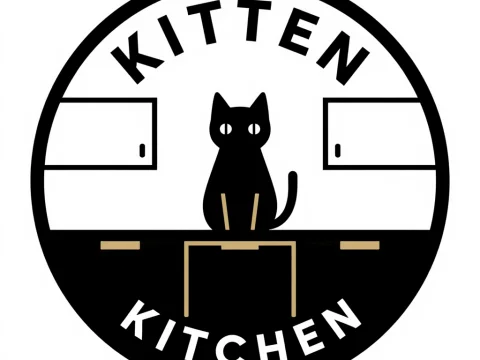 Minimalist Kitten Kitchen Logo Design