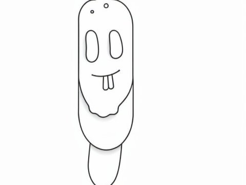 Minimalist Line Art Popsicle Character