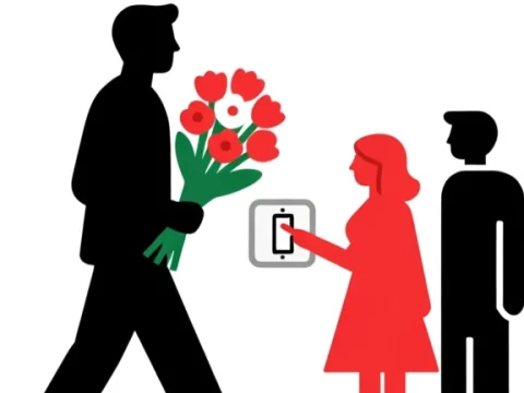 Minimalist Metro Signage with Silhouettes and Flowers