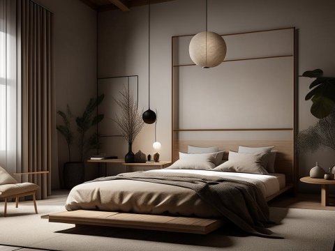 Minimalist Modern Bedroom with Natural Tones
