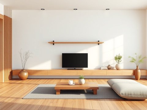 Minimalist Modern Zen Living Room with Natural Light