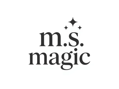 Minimalist m.s. magic Logo with Sparkles