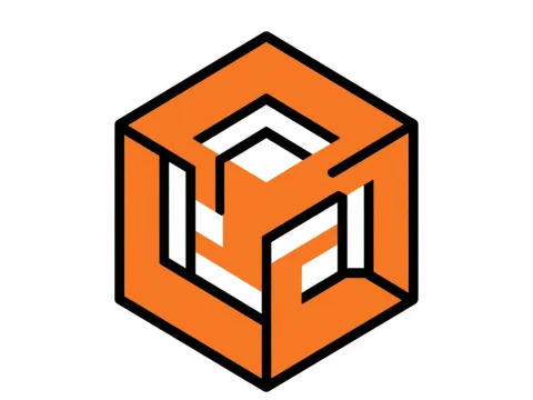 Minimalist Orange Impossible Cube Illustration