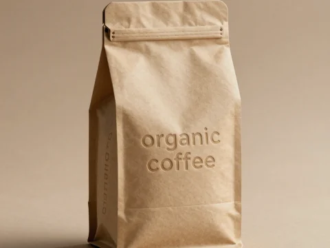 Minimalist Organic Coffee Packaging in Natural Brown Paper