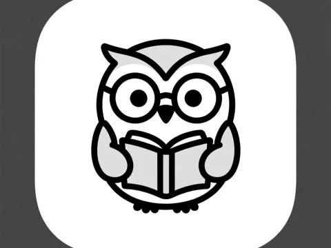 Minimalist Owl Icon Reading a Book
