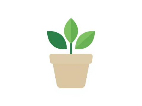 Minimalist Plant Pot Logo with Green Leaves