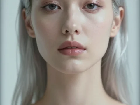 Minimalist Portrait of Silver-Haired Woman