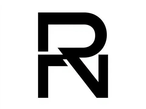 Minimalist RN Monogram Logo in Black and White