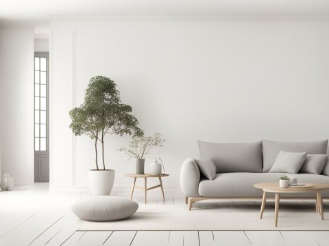 Minimalist Scandinavian Living Room with Neutral Tones