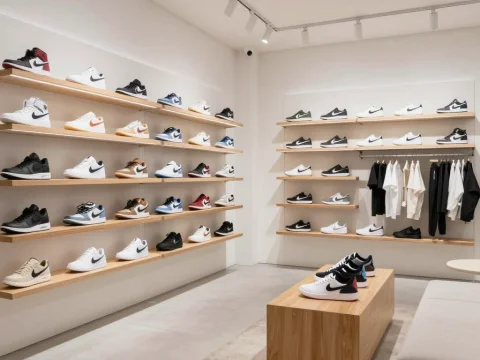Minimalist Sneaker Store Interior with Modern Display