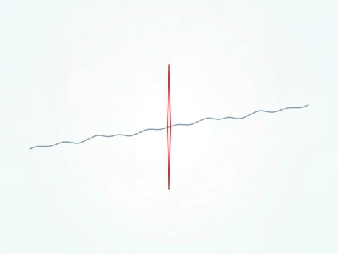 Minimalist Steel Blue Waveform with Central Red Spike