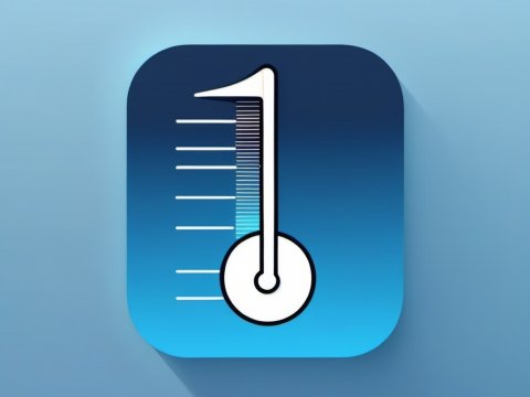 Minimalist Thermometer Icon on Blue Gradient Background