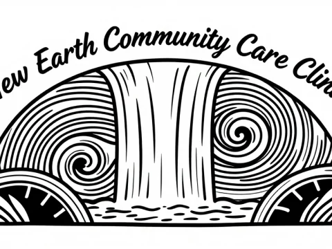 Minimalist Waterfall Mural for New Earth Community Care Clinic