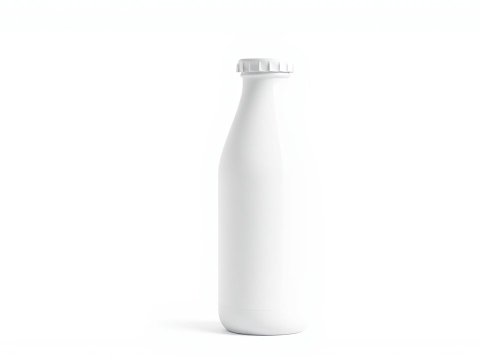 Minimalist White Yogurt Bottle on White Background
