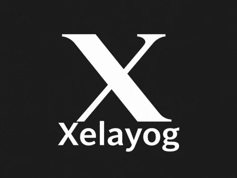 Minimalist Xelayog Logo Mark on Black Background