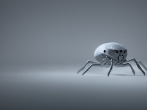 Minimalistic Photorealistic White Spider on Grey Background