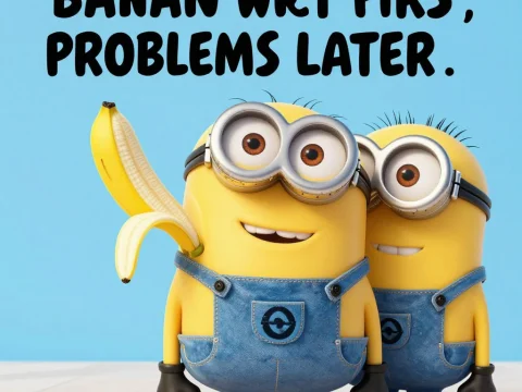 Minions with Banana and Funny Quote