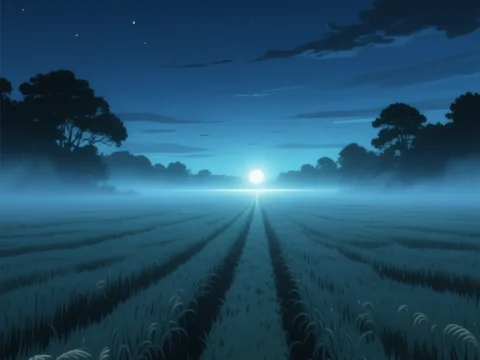 Misty Night in the Mississippi Delta Fields