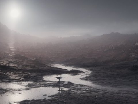 Misty River Valley at Dawn with Solitary Tree