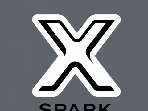 Modern 2D Spark Logo Design with Bold X