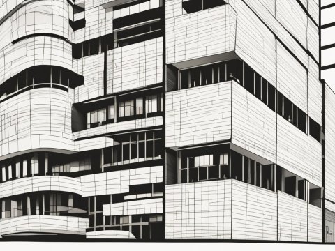 Modern Architectural Line Art Illustration