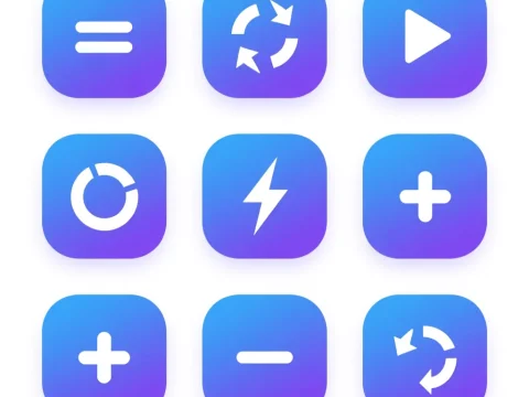 Modern Blue Gradient Control Icons Set
