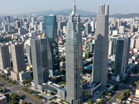 Modern City Skyline with Tall Skyscrapers