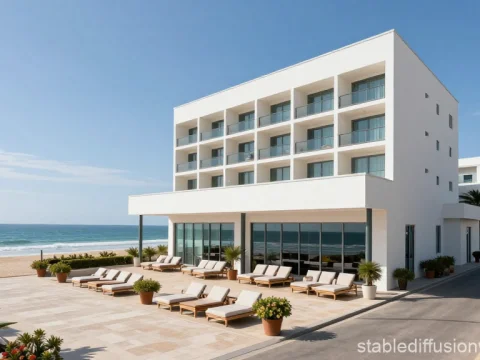 Modern Elegant Beachfront Hotel with Sun Loungers