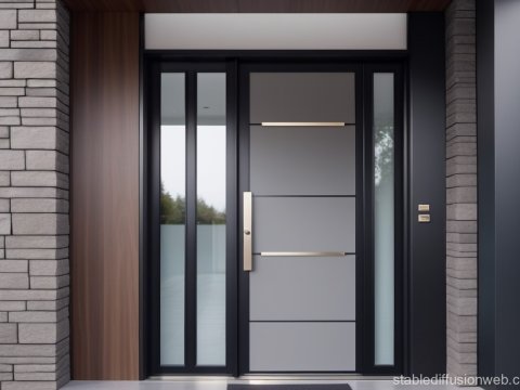 Modern Front Door with Sleek Design and Glass Panels