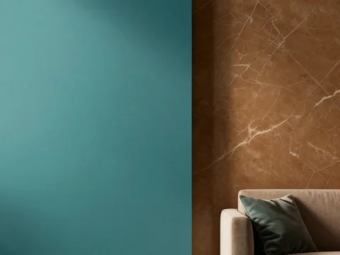 Modern Interior with Split Wall Design and Minimalist Sofa