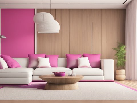 Modern Living Room with Viva Magenta Accents