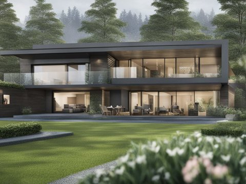 Modern Luxury House Surrounded by Lush Greenery