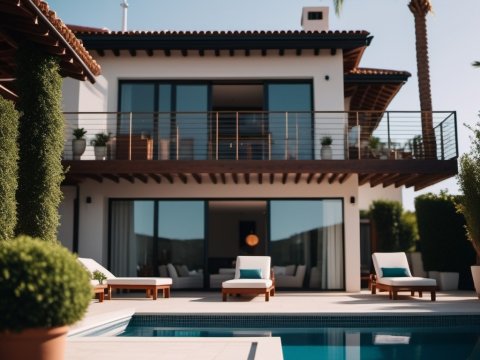 Modern Luxury Villa with Pool and Sun Loungers