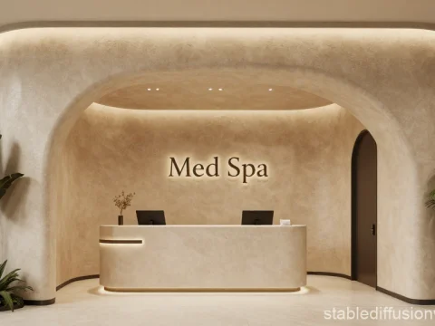 Modern Med Spa Reception with Elegant Curved Design