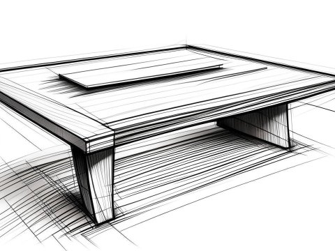 Modern Minimalist Coffee Table Sketch