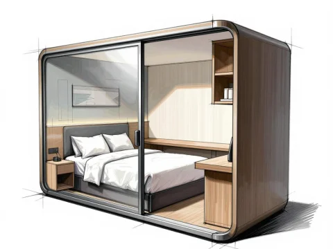 Modern Modular Hotel Room Design Concept