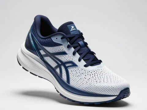 Modern Navy and White Running Shoe with Mesh Design