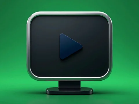 Modern Play Button Icon on Green Background