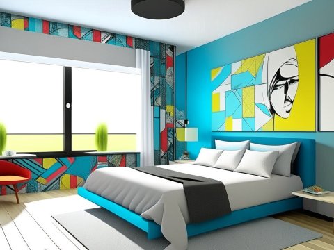 Modern Pop Art Style Bedroom Interior