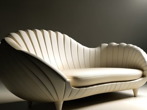 Modern Seashell-Inspired Sofa in Minimalist Setting